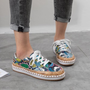 Chaussures décontractés plate avec motif en peau de serpent