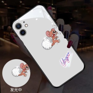 IPhone Étui de protection pour téléphone verre trempé lumineux avec dessin animé