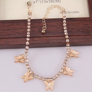 Bijoux femmes Bracelet de cheville strass artificiel avec accessoire papillon