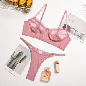 Lingerie femme ensemble dentelle maillage