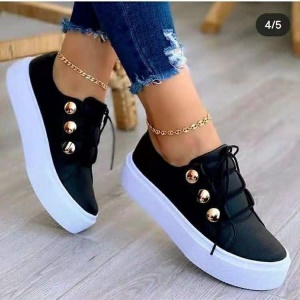 Chaussures de loisir pour femmes en cuir artificiel semelle épaisse