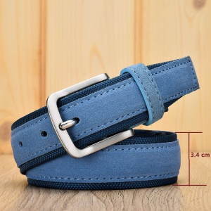 Ceinture femme en cuir velours et tissu avec boucle aiguille