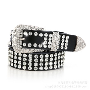 Ceinture en cuir véritable pour femme accessoires strass artificiel