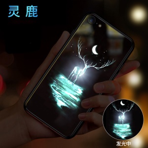 Coque de protection pour téléphone portable IPhone en verre trempé luminescent à commande vocale