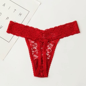 T-string culotte sexy en dentelle pour femme Transparente