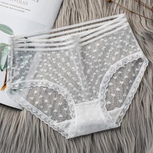 Culotte en coton femme translucide ajouré en dentelle