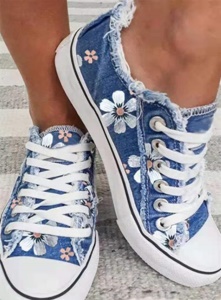 Chaussures casual pour femmes en canvas imprimé fleuri