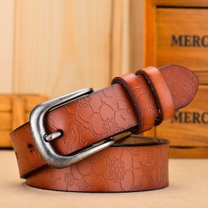 Ceinture en cuir véritable pour femme avec boucle aiguille en alliage