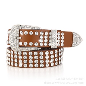 Ceinture en cuir véritable pour femme accessoires strass artificiel