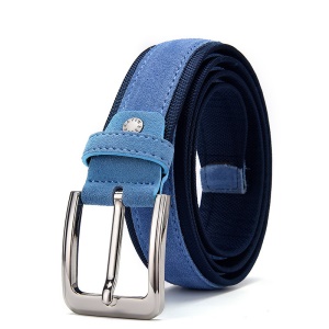 Ceinture femme en cuir velours et tissu avec boucle aiguille