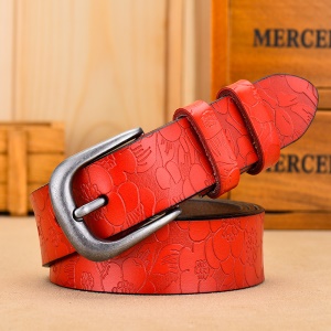 Ceinture en cuir véritable pour femme avec boucle aiguille en alliage