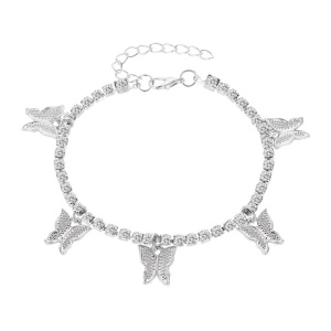 Bijoux femmes Bracelet de cheville strass artificiel avec accessoire papillon