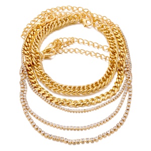 Femme bracelet de cheville ensemble en cristal de titane