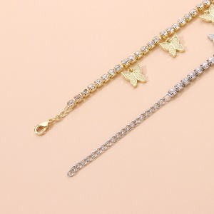 Bracelet de cheville strass artificiel avec accessoires papillon