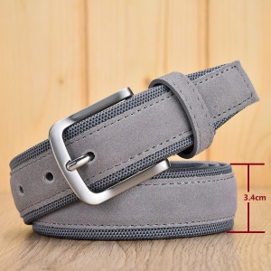 Ceinture femme en cuir velours et tissu avec boucle aiguille