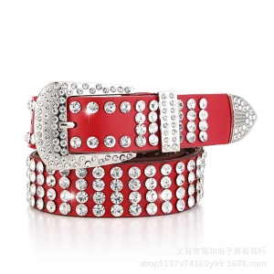 Ceinture en cuir véritable pour femme accessoires strass artificiel