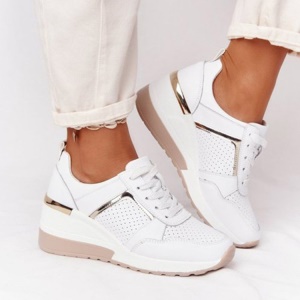 Chaussures décontractées pour femmes à semelle plate en cuir synthétique