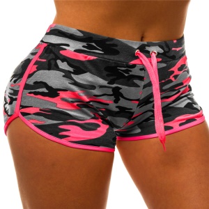 Shorts de sport camouflage en coton mélangé pour femmes