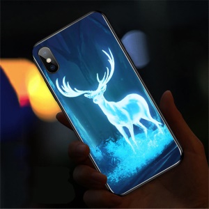 Coque de protection pour téléphone portable IPhone en verre trempé luminescent à commande vocale