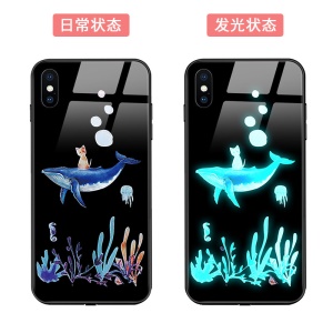 Coque de protection pour téléphone portable IPhone en verre trempé luminescent à commande vocale