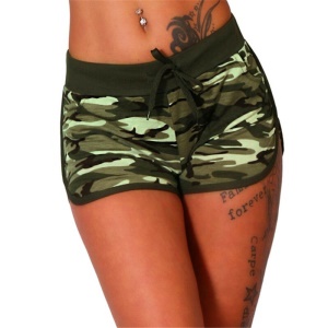 Shorts de sport camouflage en coton mélangé pour femmes