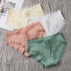 Culotte en coton pour fille avec bords en dentelle respirant taille moyenne