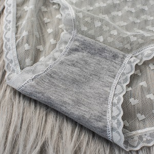 Culotte en coton femme translucide ajouré en dentelle