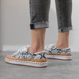 Chaussures décontractés plate avec motif en peau de serpent