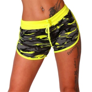 Shorts de sport camouflage en coton mélangé pour femmes