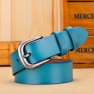 Ceinture en cuir véritable pour femme avec boucle aiguille en alliage