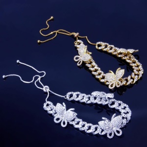 Bracelet de cheville en alliage pour femmes avec accessoires papillon