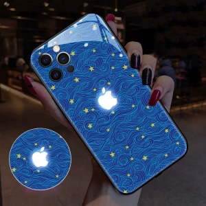 IPhone Étui de protection pour téléphone verre trempé lumineux avec dessin animé