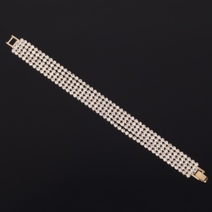 Bracelet en alliage avec strass artificiel pour femmes
