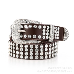 Ceinture en cuir véritable pour femme accessoires strass artificiel