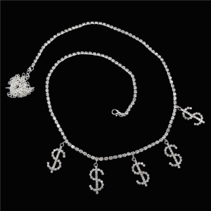 Chaîne de taille pour femme en Strass artificiel avec signe dollar
