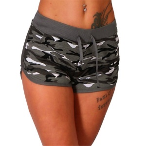 Shorts de sport camouflage en coton mélangé pour femmes