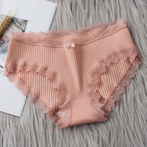Culotte en coton pour fille avec bords en dentelle respirant taille moyenne