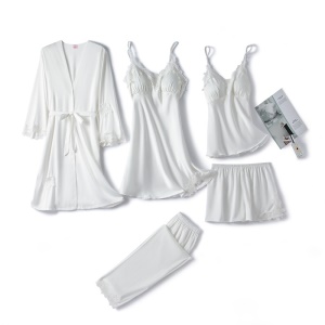 Femme ensemble de pyjama set de cinq pièces en satin