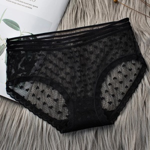 Culotte en coton femme translucide ajouré en dentelle