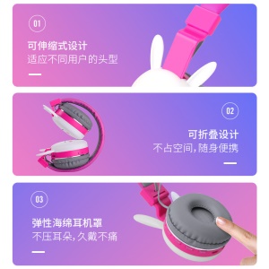 Casque Bluetooth pliable avec dessin animé