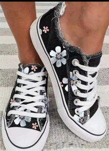 Chaussures casual pour femmes en canvas imprimé fleuri