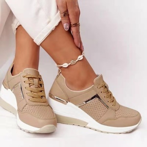 Chaussures décontractées pour femmes à semelle plate en cuir synthétique