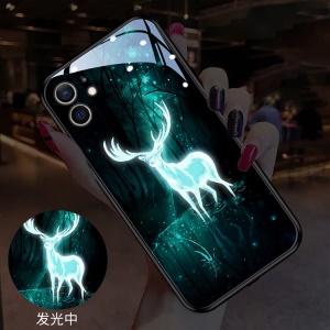Coque de protection pour téléphone portable IPhone en verre trempé luminescent à commande vocale