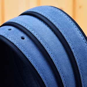 Ceinture femme en cuir velours et tissu avec boucle aiguille