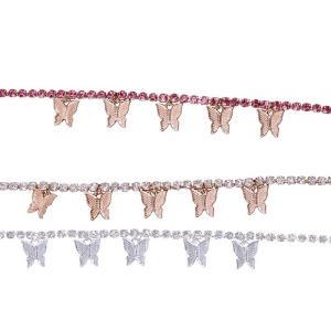 Bijoux femmes Bracelet de cheville strass artificiel avec accessoire papillon