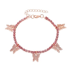 Bijoux femmes Bracelet de cheville strass artificiel avec accessoire papillon
