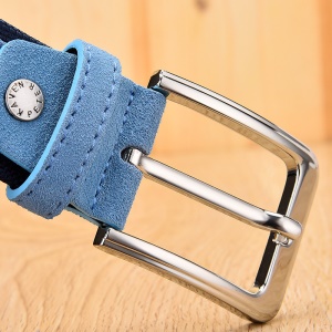 Ceinture femme en cuir velours et tissu avec boucle aiguille