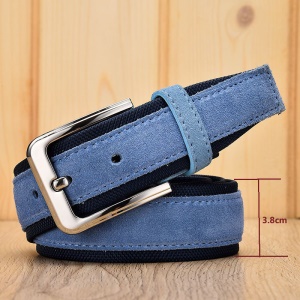 Ceinture femme en cuir velours et tissu avec boucle aiguille