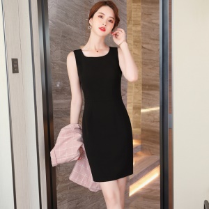 Tailleur de robe pour femme de 2 pièces (blazer à carreaux+robe noire)