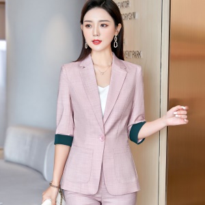 Tailleur de deux-pièces pour femmes (costume à manches moyennes + pantalon) Slim Fit